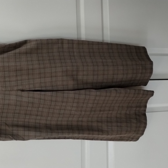 Hem & Thread Jumper Medium wide leg romper brown plaid side buttons - Picture 4 of 12